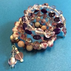 Wine & Roses Memory Wrap Bracelet & Charm Dangles